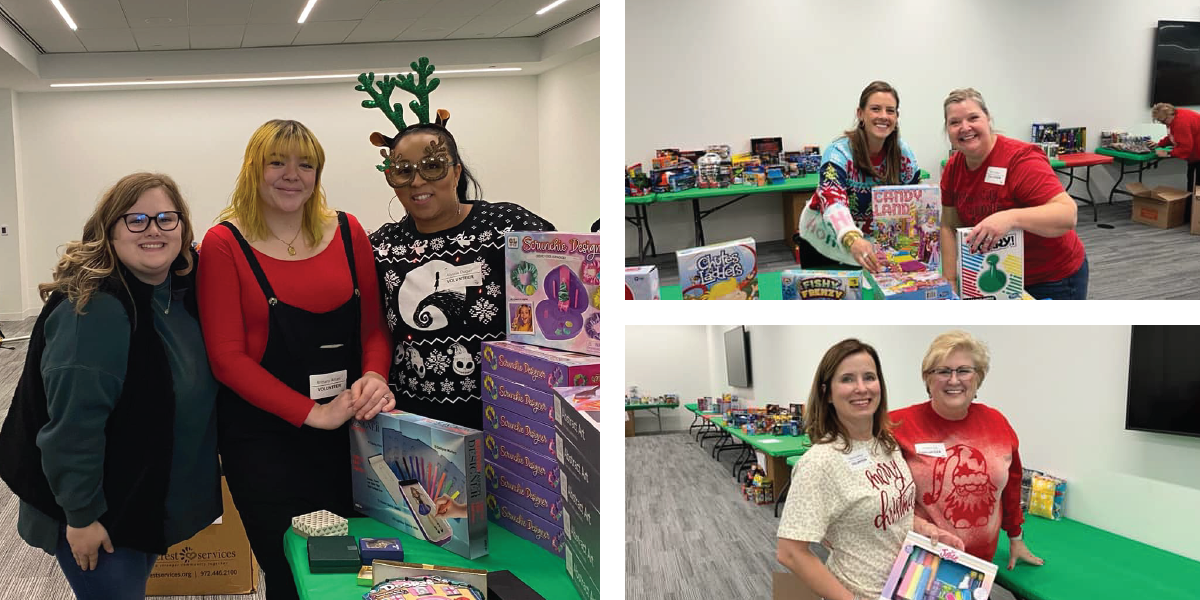 NetVU Employees Helping Sort Gift Items